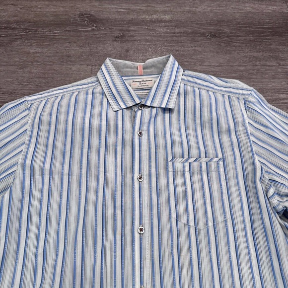 Tommy Bahama Shirt Mens Medium Blue Island Crafted Modern Fit Button Up Casual - Picture 2 of 11